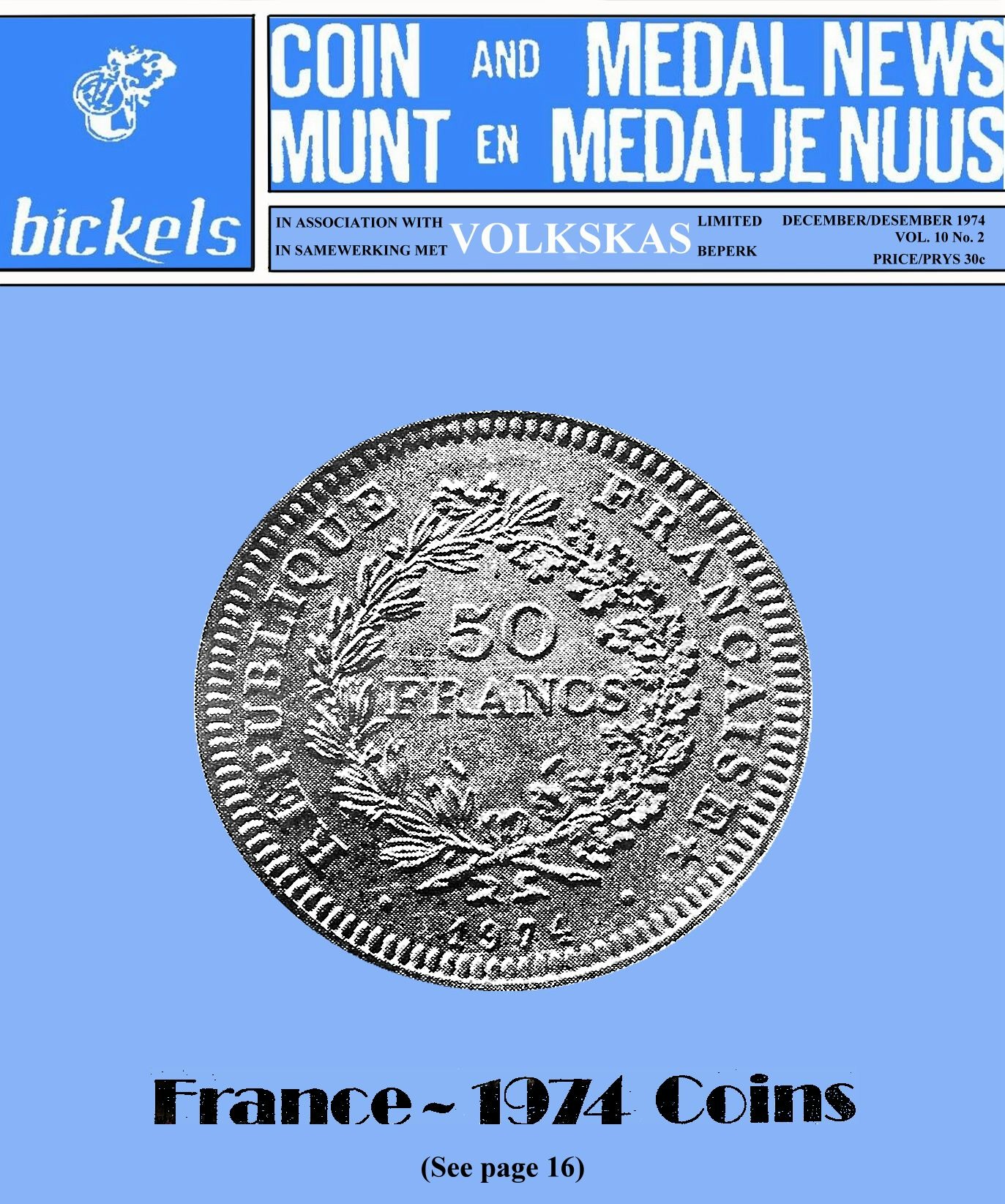 Bickels Coin & Medal News December 1974 Vol 10 No 2